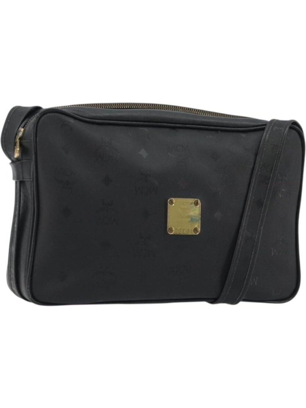 MCM Vicetos Shoulder Bag PVC Leather Black Gold